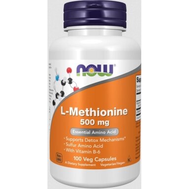 NOW Foods L-Metioninas 500mg 100 Kapsulių
