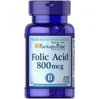 Puritan's Pride Folic Acid 800 mcg 250 Tablets