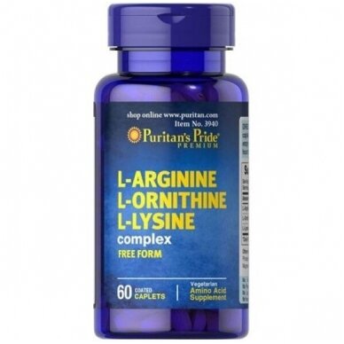 Puritan's Pride L-Arginine L-Ornithine L-Lysine 60 tabs