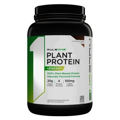 Rule One Plant Protein + Energy, Cold Brew Coffee – 20 servings