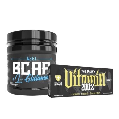 The Iron X BCAA + L-Glutamine ir Vitamin 200% The Iron X BCAA + L-Glutamine ir Vitamin 200%